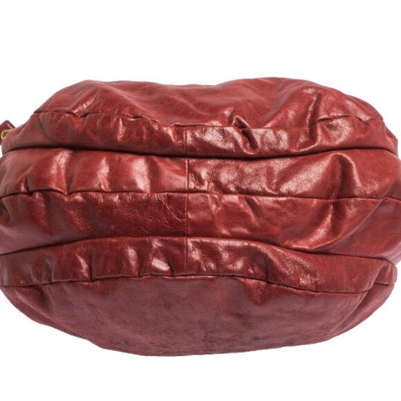 Marc Jacobs Classic Red Persimmon Q Hillier pleated Hobo Bag - Picture 3 of 7